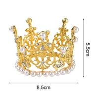 Flogued Fau Pearl Crystal Crown Ornament Princess vjenčani rođendan Torta za pečenje