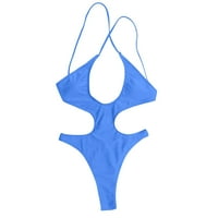 Gotyou kupaći kostim Žene Solid Boja seksi plus size s kupaćem kostimu visokog struka Monokini kupaći odijelo Plavi m
