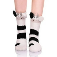 Ženske zimske fluffne nejasne čarape 3D crtane životinjske koraljelne baršunaste čarape