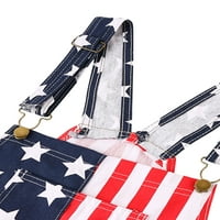 Žene Muškarci Američka zastava Traper BIB Ukupne kratke hlače Podesivi kaiš Jean Hrats Rompers Kratki kombinezon sa džepom