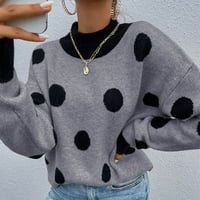 Ženska O-izrez pletena polka Dot Pulover modni pleteni džemper gornja bluza Dressy Fall majica Dukseri pulover