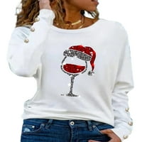 Žene ispisane labave pulover okrugli vrat dugih rukava svestrana majica