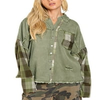 Rejlun dame dečko odeća casua casuay dugme dolje traper jakna radna kardigan svijetli zeleni xl