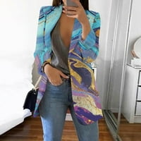 Strungten ženska casual modni print rever s dugim rukavima Slim Fit Mali jakna