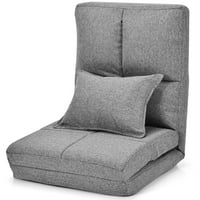 Flip stolica kabriolet za spavač kauč futon krevet sa jastukom kava crna siva