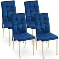 Stolice za trpezarije 2, baršunaste tapecirane akcentne stolice s tufatinim leđima i zlatnim metalnim