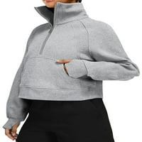 Thefound ženske dukseve stoji ovratnik pulover dugih rukava s dugim rukavima na prvom prednjem džepu