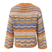 Yubatuo Womens Dukseri Ženski ležerni temperament Duks dugih rukava Top Cardigan džemperi za žene Narančasta
