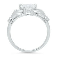 1. CT Sjajno srce Clear Simulirani dijamant 18k bijeli zlatni pasijans Otvor za prsten sz 10.75