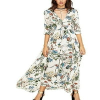 Groanlook Hawaiian Summer Maxi haljine za žene Paisley Tunic Holiday haljine cvjetni print Side Split