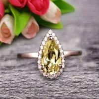 1. Carat 8x kruška oblik draguljanski šampanjački dijamant moissanite zaručnički prsten ručno izrađeni čvrsti 10K ruže zlato Obećajte prsten, ring oreol iznenađujuće prsten