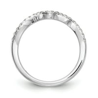 0,24ct. CZ Čvrsti real REAL 14K bijeli zlatni konturirani vjenčani vjenčani prsten