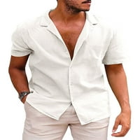 Muška majica s kratkim rukavima dolje majica Ležerne prilike labave pamučne posteljine odvojite košulje
