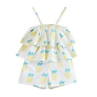 Binmer Toddler Baby Girls Fashion Slatki ananas Print RuffOres Suspenderi Hraštaci Romper Bodiysuit