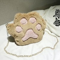 Eychin Cute Cat Paw Plush Torba za ramena za žene mini crossbody lančane torbe za tinejdžerske djevojke