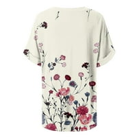 Ženski vrhovi ženske modne ležerne cvijeće tiskane V izrez kratkih rukava vrhunska bluza