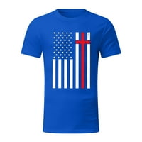 Aaimomet Američka zastava majica Men Men 4. jula Patriotske američke zvijezde i majice Stripes, plavi