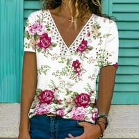 Ženska cvjetna bluza s kratkim rukavima s rukavima V majice od vrata 50% popusta na tuniku modni ljetni