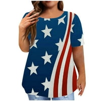 4. jula Plus Veličina Žene Trendi The Ležerne prilike Dressy American Flag Ispiši Ljeto Kratki rukav