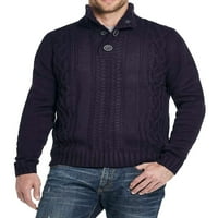 Vremenska zaštitna mens džemper Veliki vojni gumb mock-vrat Henley plava L