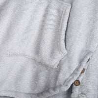 Duks za ženske dukseve Ženska bluza Modni gumb Plišani vrhovi s kapuljačom sa džepom labavim zimskim vrhovima