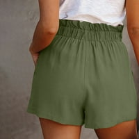 Žene ljetne kratke hlače Ruffle elastične strugove casual šarača sa džepovima struka kratke hlače
