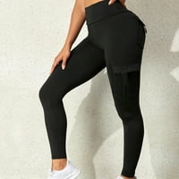 Ersazi kožne hlače za žene Ženska modna visoka struka ravna džepa Čvrsta povremena joga hlače na klirensu