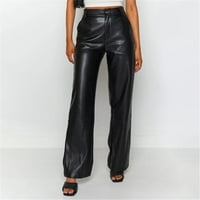 PXIAKGY kože za žene Ženske kožne gamaše Visoke struke obložene rastezljive hlače za tajice black +