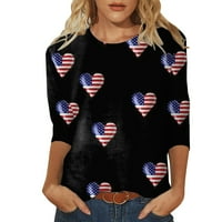 Ženska moda casual tri četvrtina rukava za neovisnost za ruke Ispis pulover okruglog vrata Top bluza