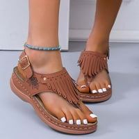 Honeeladyy ženske cipele na plaži Ženske ljetne modne ležerne udobne sandale nagibne pete Tassels Dekoracija