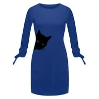 Haljine za žene ženski fit & clare kratki grafički otisci dugih rukava Crew Crt casual vruće prodaje Fit & Flare haljine plavi xl