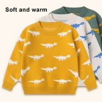 Godderr Kids Toddler Pletene džempere za dječake Pulover Dukseri Donja Duks za vrat DIJETE DIJETE DINOSAUR Štampanje za slobodno vrijeme