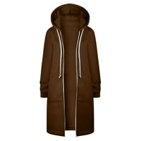 EdVintorg Ženska dugačka dugačka jakna za čišćenje ženskih čvrstih boja navelike jakne zadebljanje i