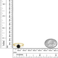 Gem Stone King 2. CT ovalni crni safir 10k žuti zlatni prsten