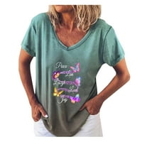 Ženski vrhovi ženske majice Gradientno slovo Rainbow Ispiši kratki rukav Vrući majice