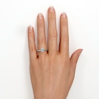 Očaravajuća prong 0. Carat ovalni rez pasijans zaručni prsten u 18K bijelom zlatu prekrivanje srebra