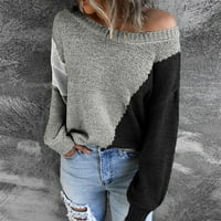Vrhovi dugih rukava za žene Loat FIT ženska labava pulover dugih rukava okrugli vrat Boja sa dugim džemperma