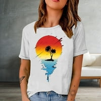 Olyvenn ženske trendi osnovne majice The Majice Cleance Ljeto Kratki rukav Tees Tropska grafička vrhova