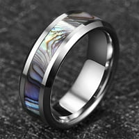 Muški volfram karbid vjenčani prsten Abalone Shell Inlay visoke polirane ivice za ivice pogodne veličine 7-12
