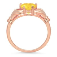 1. CT Sjajno srce Clear Simulirani dijamant 18k 18K Rose Gold Solitaire Claddagh prsten SZ 5.25