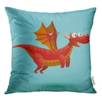 Šareni dinosaur smiješni leteći zmaj karakter simpatični crtani bajki crtež bacaju jastučnicu za jastuk