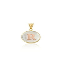 Privjesak od 14k zlata, crveno zlato slovo R, zlatna ogrlica, privjesak za zlato, privjesak biserni ili lančani privjesak
