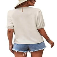 Ženska bluza Bluza sa čvrstim okruglim vratom Bež XL