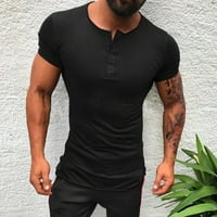 Proljeće i ljetni muški povremeni modni modni bluza s kratkim rukavima Black XL