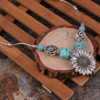 Ženska ogrlica od suncokreta FAU tirkizna klavicle lanac ogrlica nakit poklon