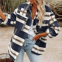 Pitauce ženska jakna za plaćena jakna casual dugačak dugi rukav dolje vuna mješavina Flannel mahuna
