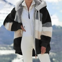 Entyinea ženska navelična jakna casual rever patentni kaputi topla zimska odjeća crne 3xl