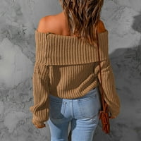 WHLBF Plus Dukseri veličine za žene, ženski ležerni u Soild dugim rukavima u pulover sa ramena džemper kaput