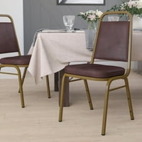 Flash nameštaj Trapezoidni poleđivač banket stolica sa 2,5 debeli sedišti smeđi vinil zlatni okvir