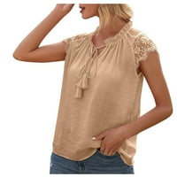 GDFUN ženska modna V-izrez Tassel čipkasti rezervoar vrhova PACTHWORK čipka majica Thirts majice za